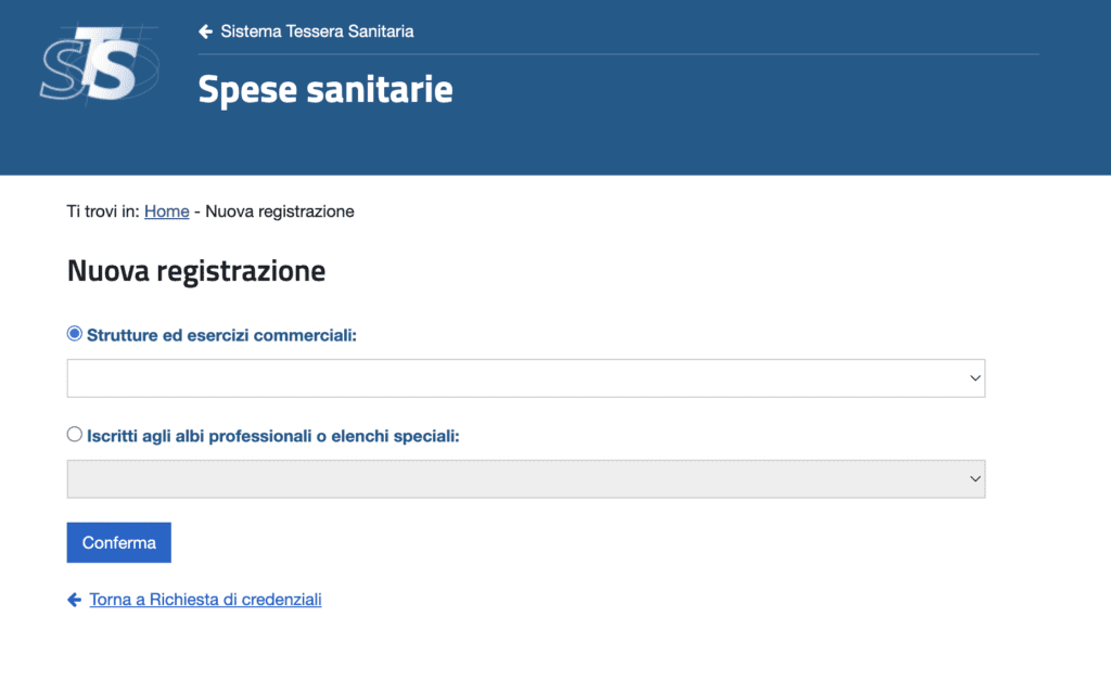 Sistema Tessera Sanitaria (STS): Cos'è, Come Funziona, Soggetti Obbligati, Iscrizione, Trasmissione Dati, Fatturazione e Novità (2026) 2 pagina iscrizione STS
