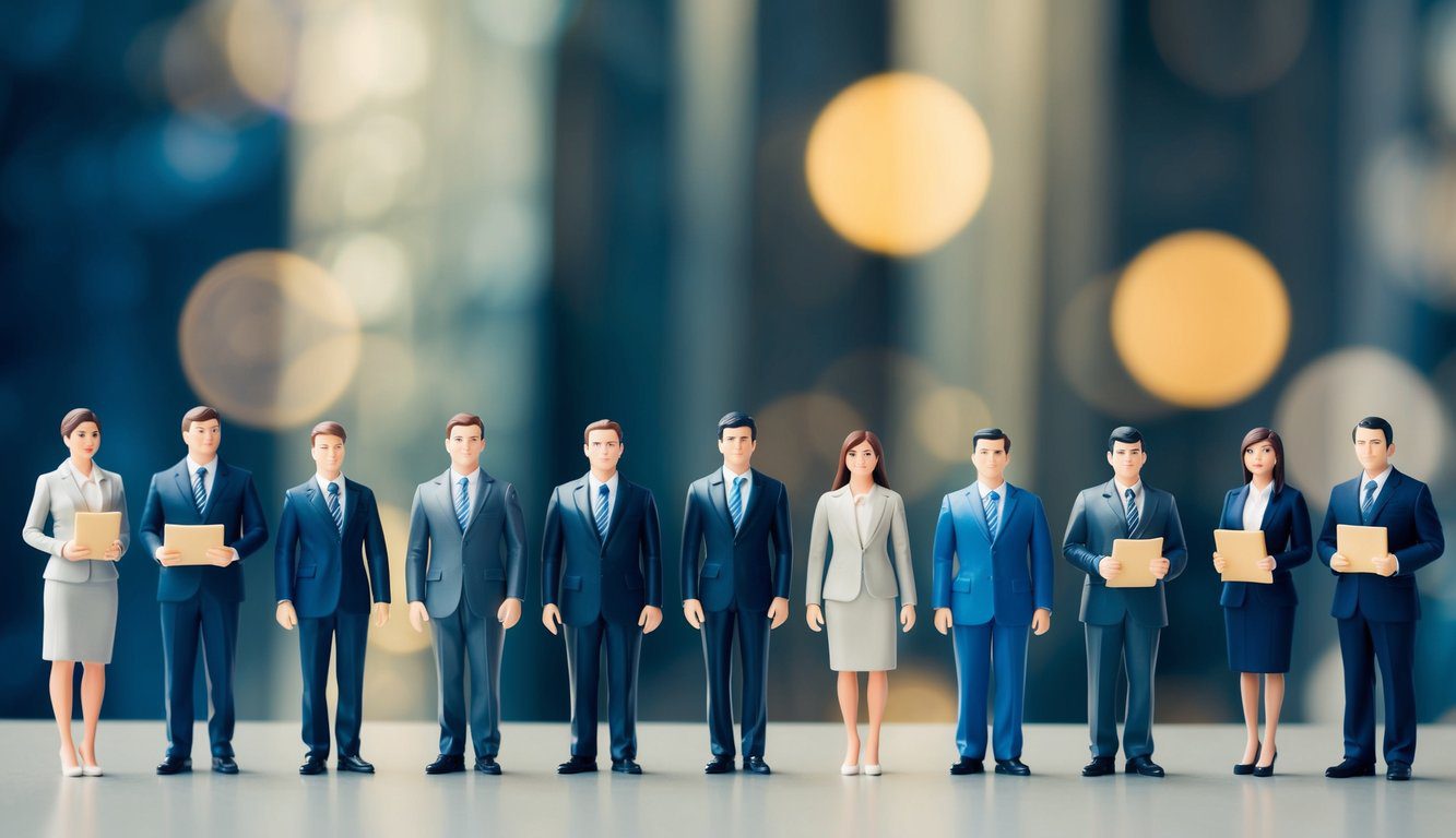 Un gruppo di diverse entit&agrave; aziendali sta fianco a fianco, ognuna con le proprie caratteristiche e peculiarit&agrave; distintive, rappresentando le differenze tra una S.A.S e altre forme di aziende.