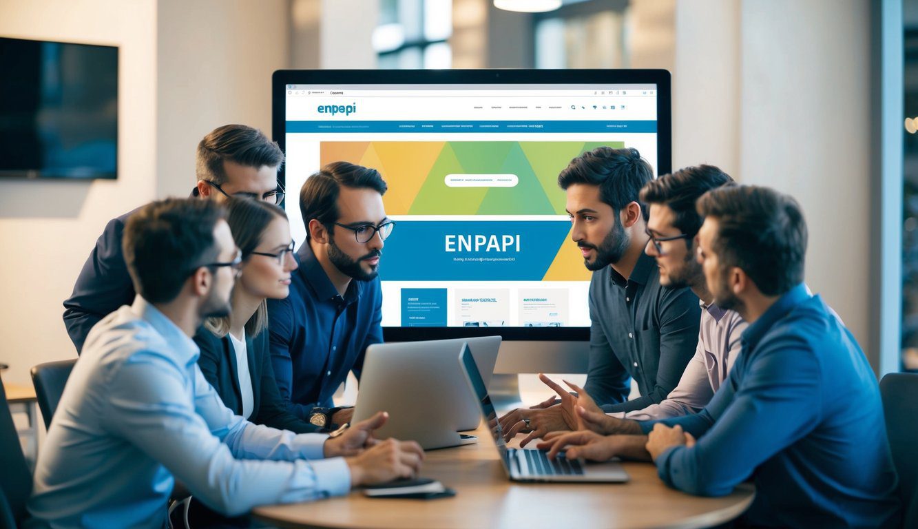 ENPAPI: Cos'è, Come Funziona, Soggetti Obbligati, Iscrizione, Contributi e Pensione (2026) 1 Un gruppo di persone si è riunito attorno a uno schermo di computer, discutendo e analizzando il sito web di Enpapi e le sue funzioni.