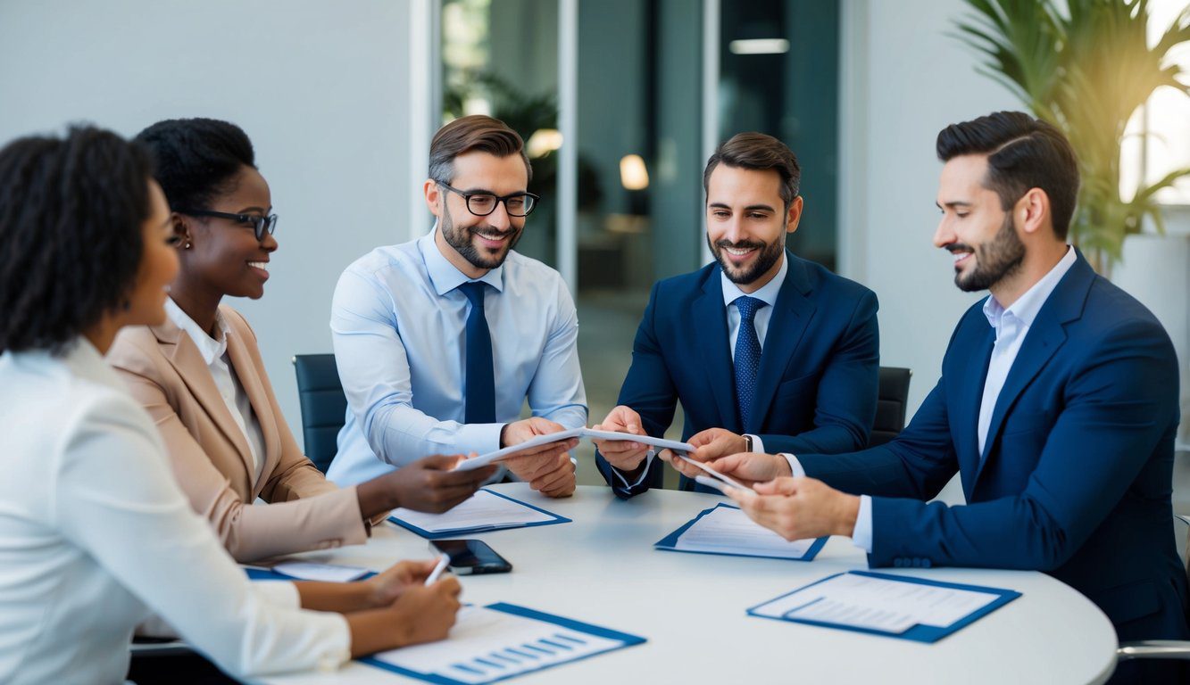 Un gruppo di professionisti che riceve vari servizi da Inarcassa, come pianificazione finanziaria, sviluppo della carriera e copertura assicurativa.