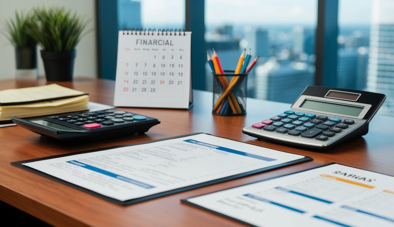 ENPAIA: Cos'è, Come Funziona, Soggetti Obbligati, Iscrizione, Servizi, Contributi, Durc e Pensione (2026) 4 Una scrivania con una calcolatrice, documenti finanziari e un calendario che mostra le scadenze