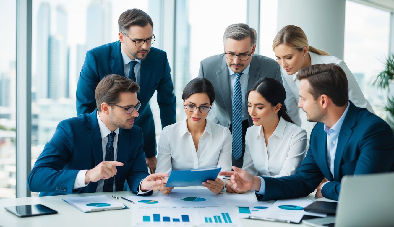 Un gruppo di professionisti che discute e rivede documenti finanziari e grafici relativi ai contributi ENPACL