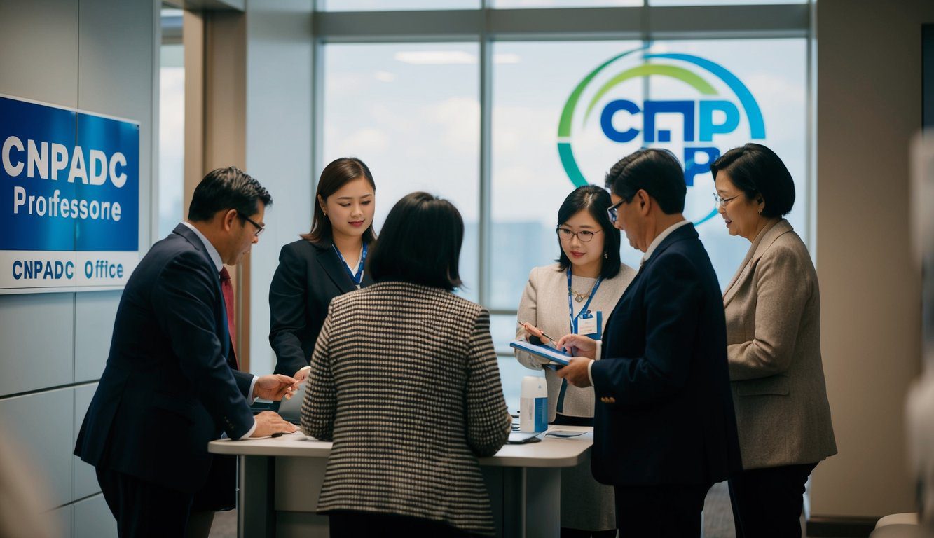 Un gruppo di persone che riceve assistenza e informazioni presso l'ufficio CNPADC