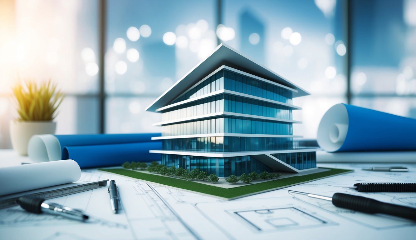 Cassa Geometri (CIPAG): Cos'è, Come Funziona, Soggetti Obbligati, Iscrizione, Servizi, Contributi, Durc e Pensione (2026) 1 Un edificio geometrico moderno con un design elegante, circondato da progetti architettonici e strumenti di disegno.