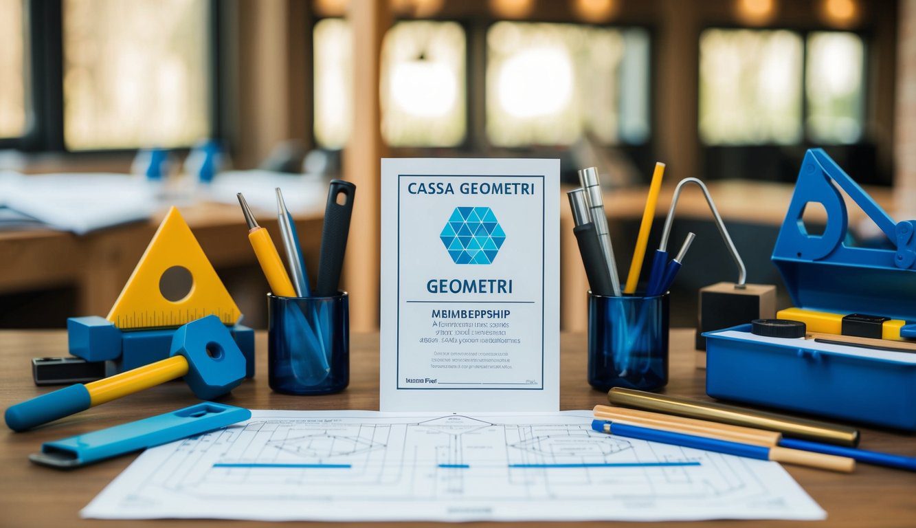 Cassa Geometri (CIPAG): Cos'è, Come Funziona, Soggetti Obbligati, Iscrizione, Servizi, Contributi, Durc e Pensione (2026) 2 Un gruppo di strumenti geometrici e progetti disposti su una scrivania, con un modulo di iscrizione per la Cassa Geometri in primo piano