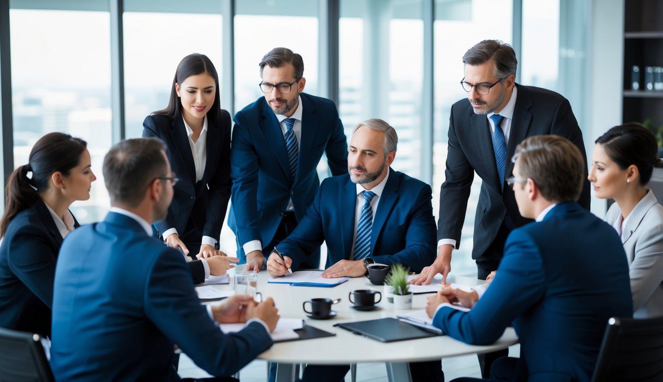 Cassa Forense: Cos'è, Come Funziona, Soggetti Obbligati, Iscrizione, Servizi, Contributi e Pensione (2026) 7 Un gruppo di professionisti si riunisce attorno a un tavolo, discutendo e pianificando programmi di assistenza legale per i membri del Fondo Forense.