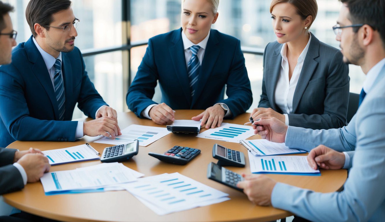 Cassa Ragionieri (CNPR): Cos'è, Come Funziona, Soggetti Obbligati, Iscrizione, Servizi, Contributi e Pensione (2026) 7 Un gruppo di professionisti è seduto attorno a un tavolo rotondo a discutere dei programmi di assistenza finanziaria. Documenti e calcolatrici sono sparsi sul tavolo.