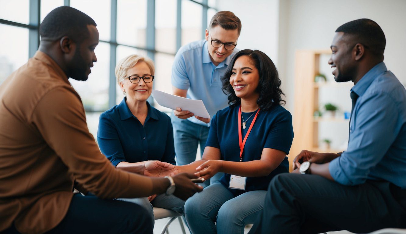 Un gruppo di persone che riceve assistenza e supporto durante un evento del programma EPAP