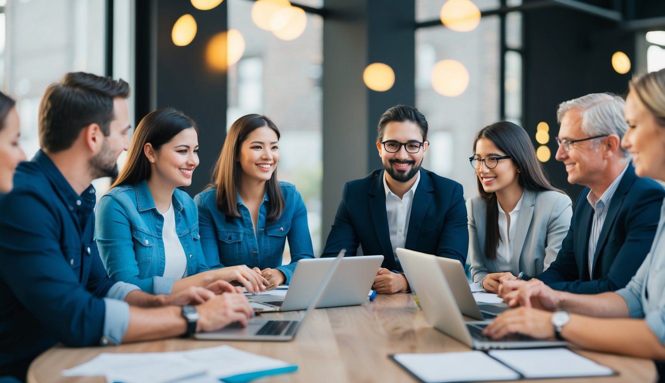 Un gruppo di persone che lavorano insieme per organizzare eventi e attività comunitarie, con un focus sulla promozione sociale e sul supporto.