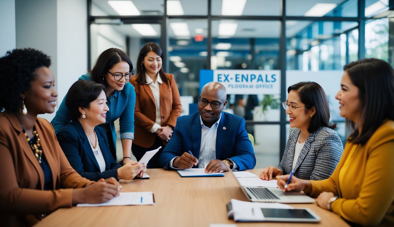 Un gruppo di persone che riceve assistenza e informazioni presso l'ufficio del programma EX-ENPALS