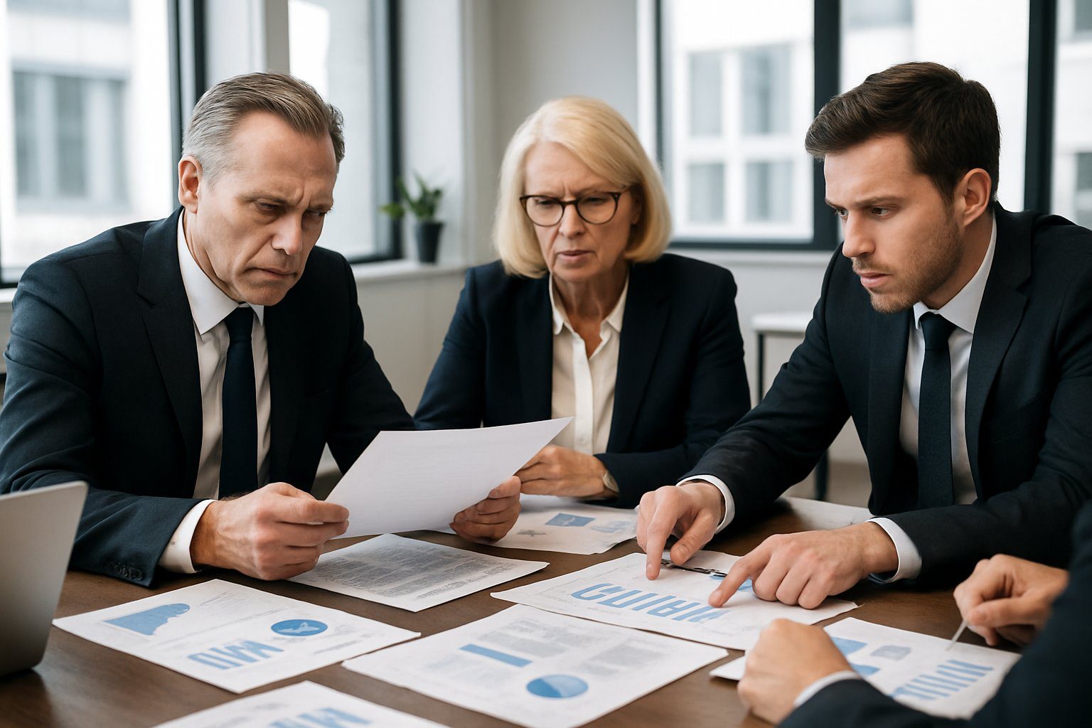 Società Semplice: Cos'è, Caratteristiche, Costituzione, Costi, Tassazione e Obblighi (2026) 9 Persone in ufficio che discutono documenti e grafici finanziari su un tavolo durante una riunione di lavoro.