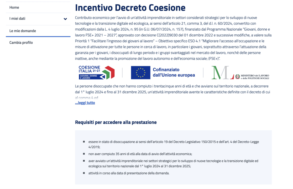 icentivo decreto coesione